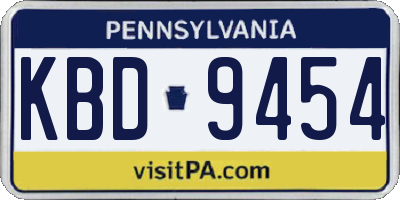 PA license plate KBD9454