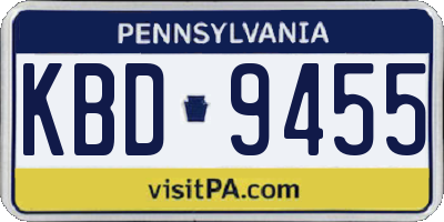 PA license plate KBD9455