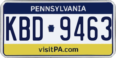 PA license plate KBD9463