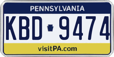 PA license plate KBD9474