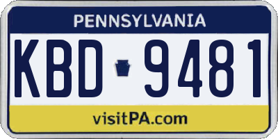PA license plate KBD9481