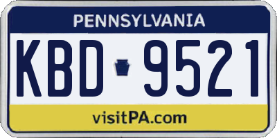 PA license plate KBD9521