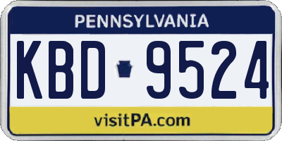 PA license plate KBD9524