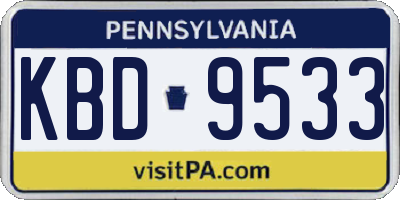 PA license plate KBD9533