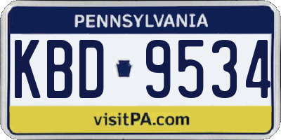 PA license plate KBD9534