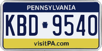 PA license plate KBD9540