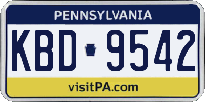 PA license plate KBD9542