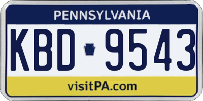 PA license plate KBD9543