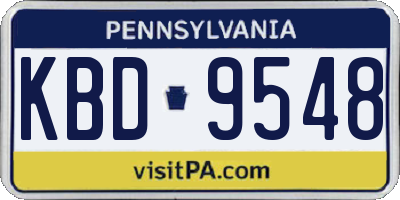 PA license plate KBD9548