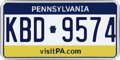 PA license plate KBD9574