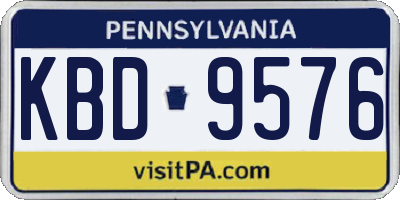 PA license plate KBD9576