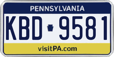 PA license plate KBD9581