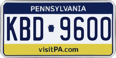 PA license plate KBD9600
