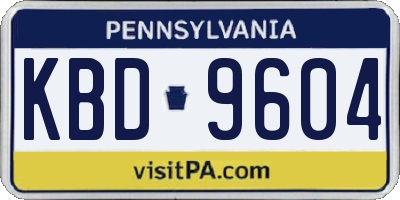 PA license plate KBD9604