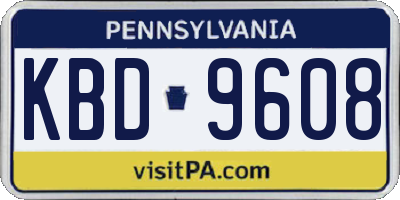 PA license plate KBD9608