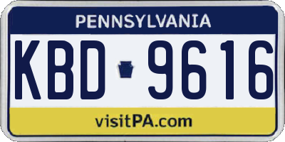 PA license plate KBD9616