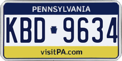 PA license plate KBD9634