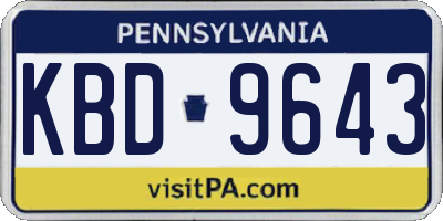 PA license plate KBD9643