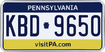 PA license plate KBD9650