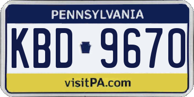 PA license plate KBD9670