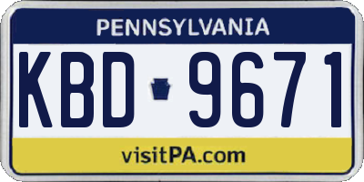 PA license plate KBD9671