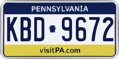 PA license plate KBD9672