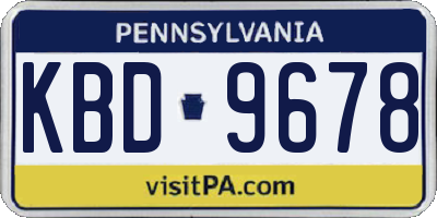 PA license plate KBD9678