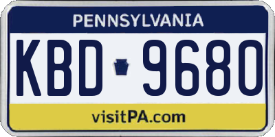 PA license plate KBD9680