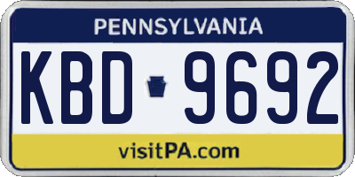 PA license plate KBD9692