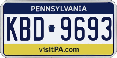 PA license plate KBD9693