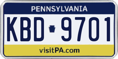 PA license plate KBD9701