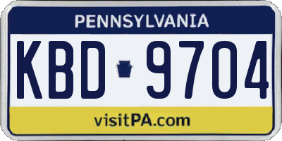 PA license plate KBD9704