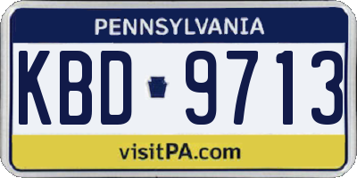 PA license plate KBD9713