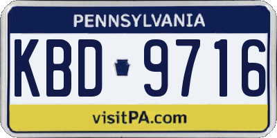 PA license plate KBD9716