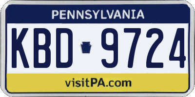 PA license plate KBD9724