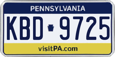 PA license plate KBD9725