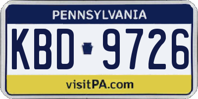 PA license plate KBD9726