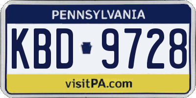 PA license plate KBD9728
