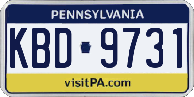 PA license plate KBD9731