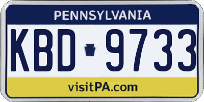 PA license plate KBD9733