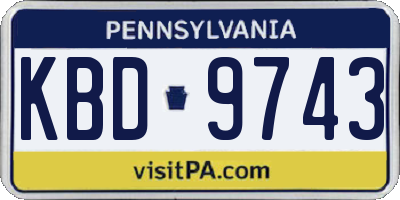 PA license plate KBD9743