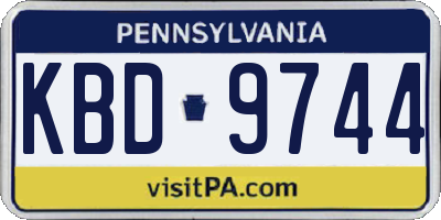 PA license plate KBD9744