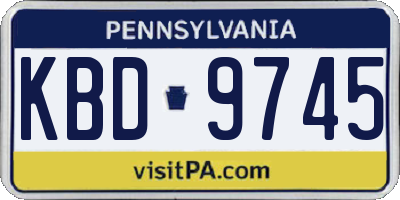 PA license plate KBD9745