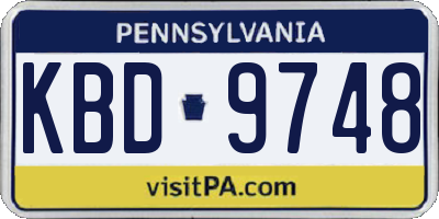 PA license plate KBD9748