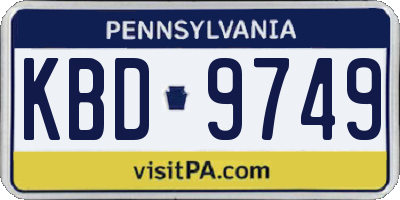 PA license plate KBD9749