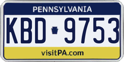 PA license plate KBD9753