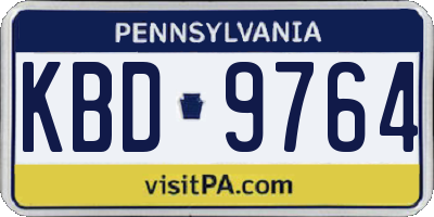 PA license plate KBD9764