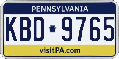 PA license plate KBD9765