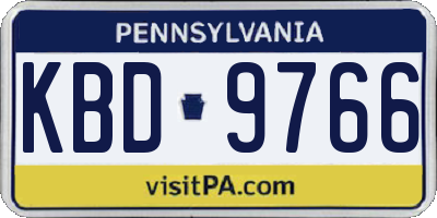 PA license plate KBD9766