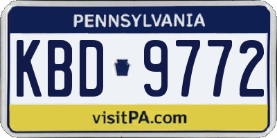 PA license plate KBD9772